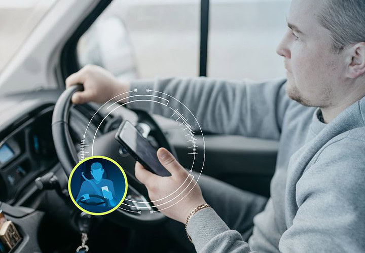 distracted driver using a mobile phone