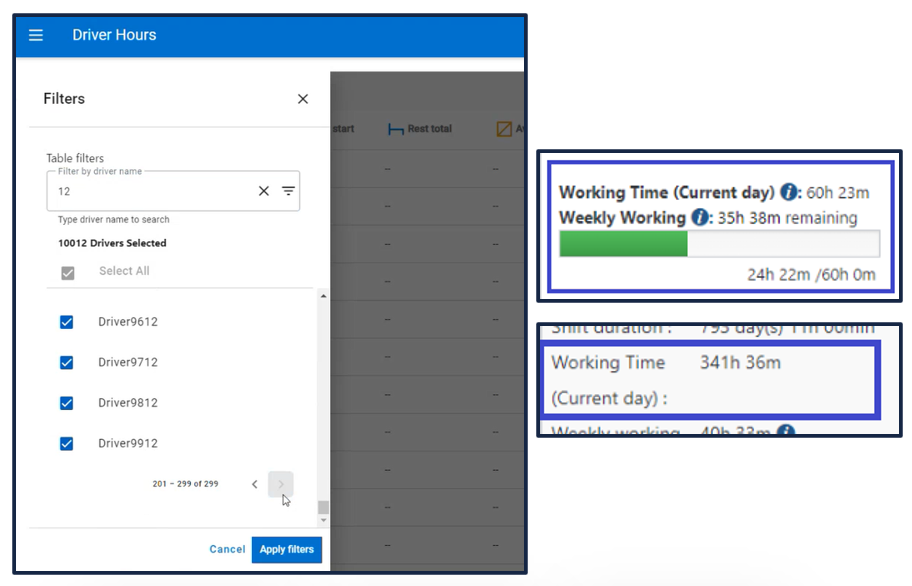 drivers hours data visibility screenshot